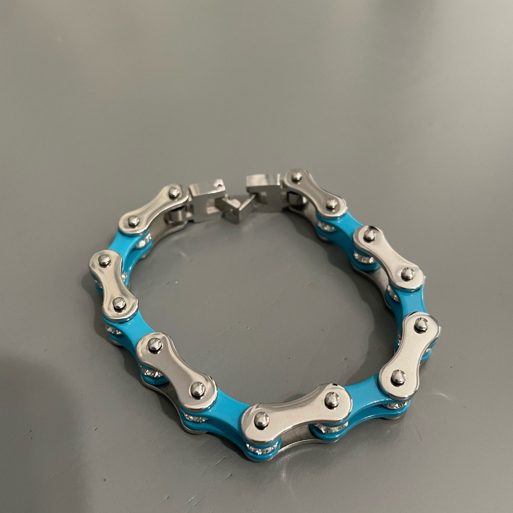 Silver and Blue Chain Bracelet